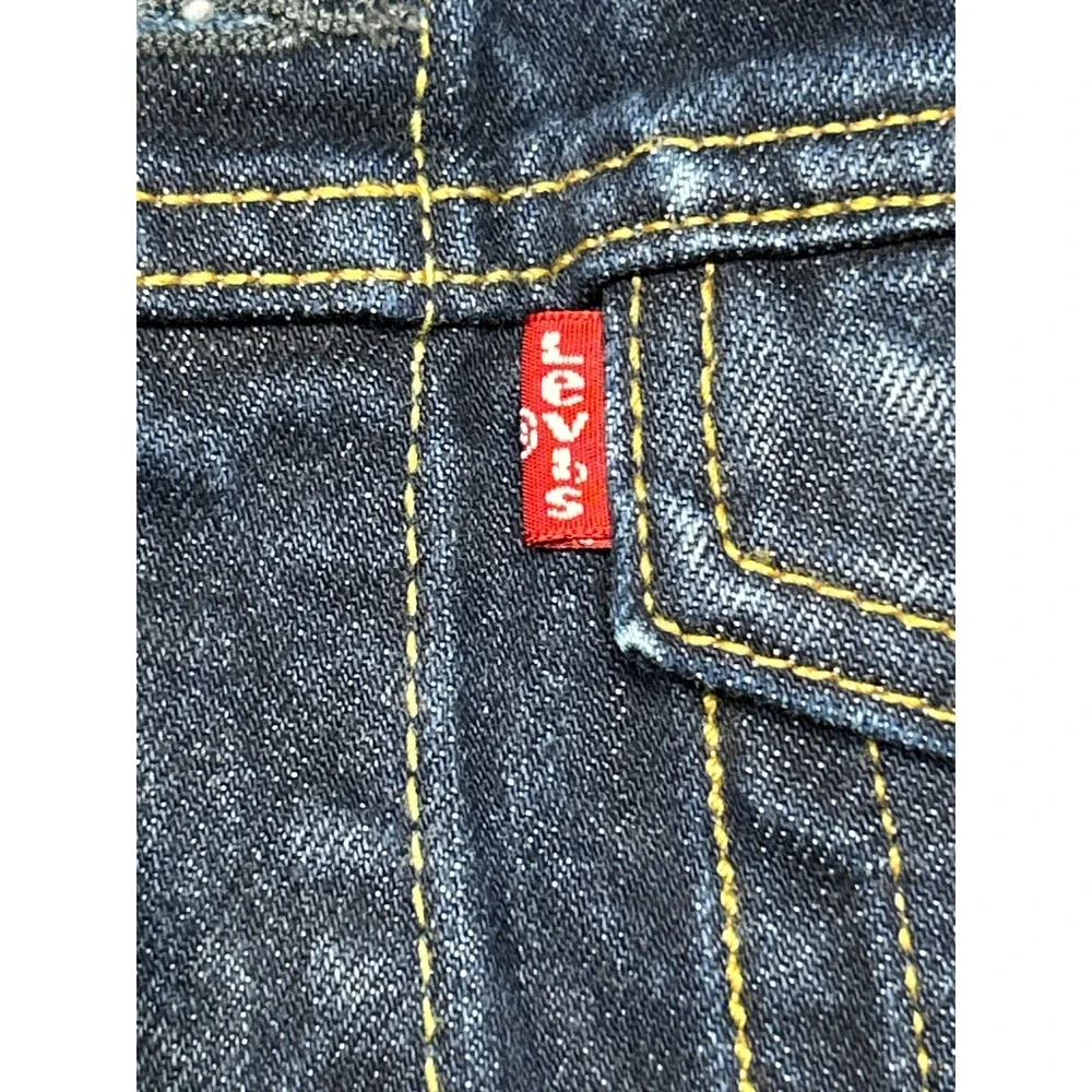 Levi Strauss Denim Trucker Jacket Buck Yeah Embroidery Blue Size Small Mens
